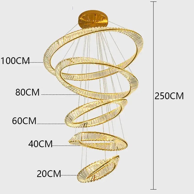 Gold Spiral Pendant Chandelier