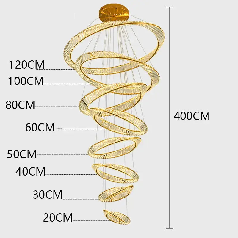 Gold Spiral Pendant Chandelier