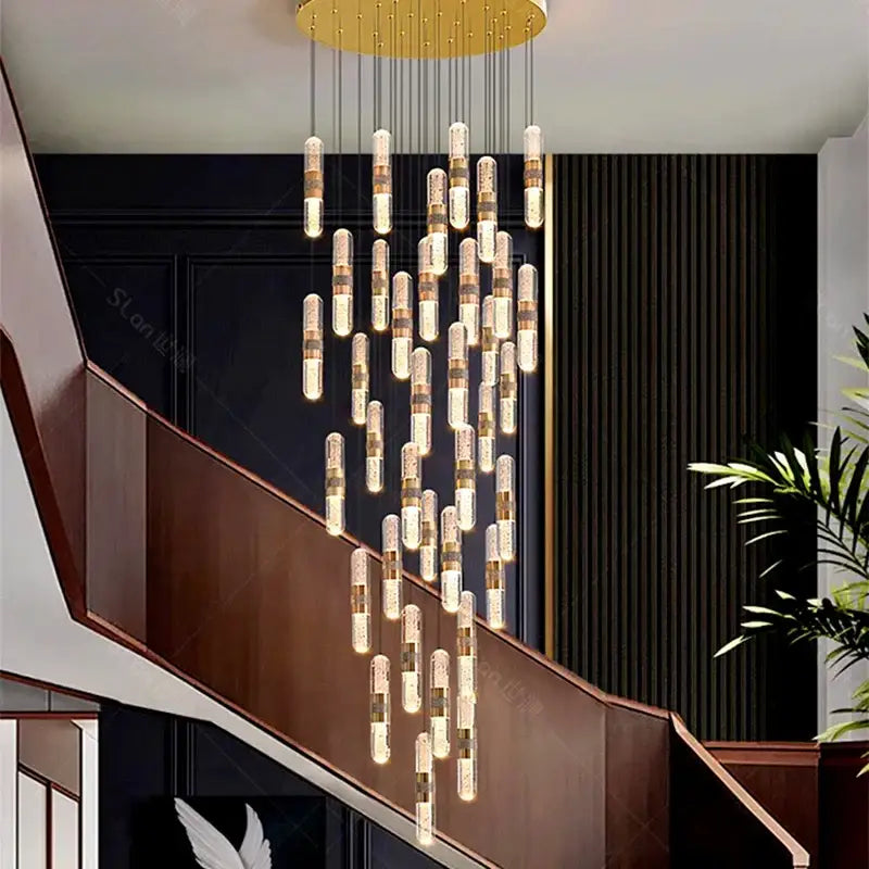 Gold Crystal Stair Lamp