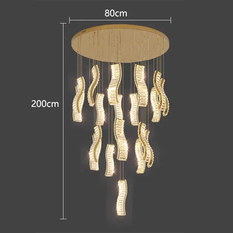 Gold Wave Crystal Chandelier