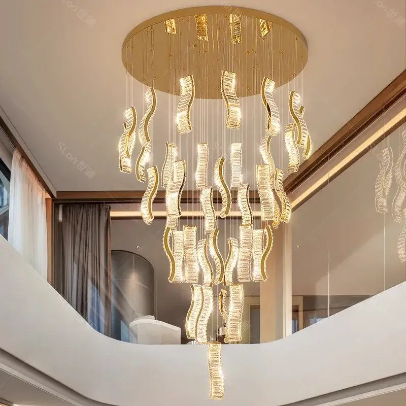 Gold Wave Crystal Chandelier