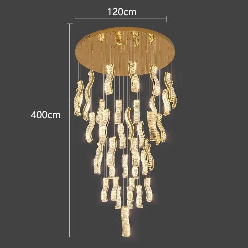 Gold Wave Crystal Chandelier