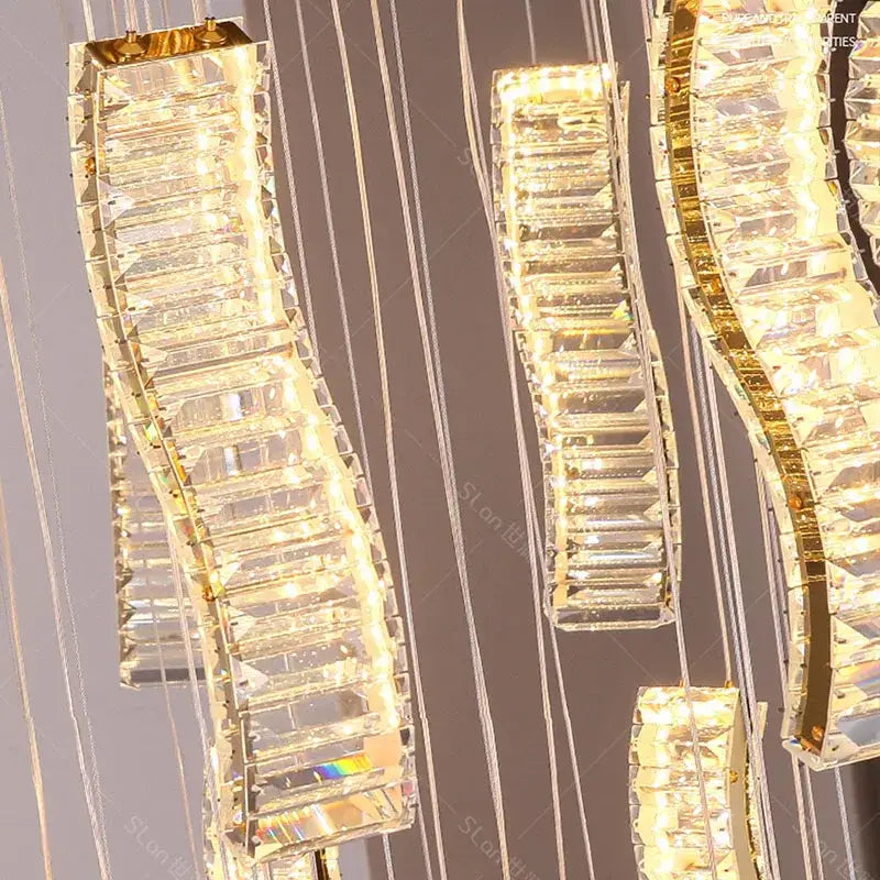 Gold Wave Crystal Chandelier