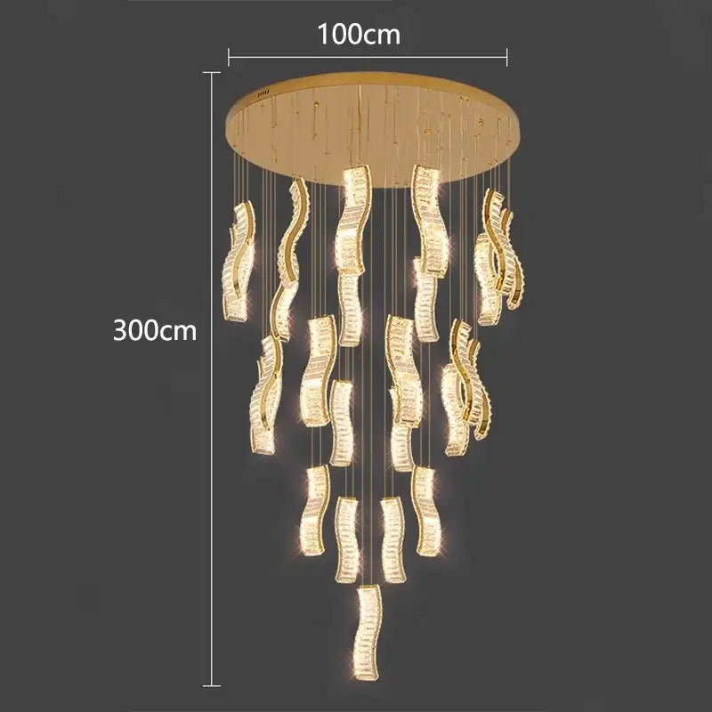 Gold Wave Crystal Chandelier