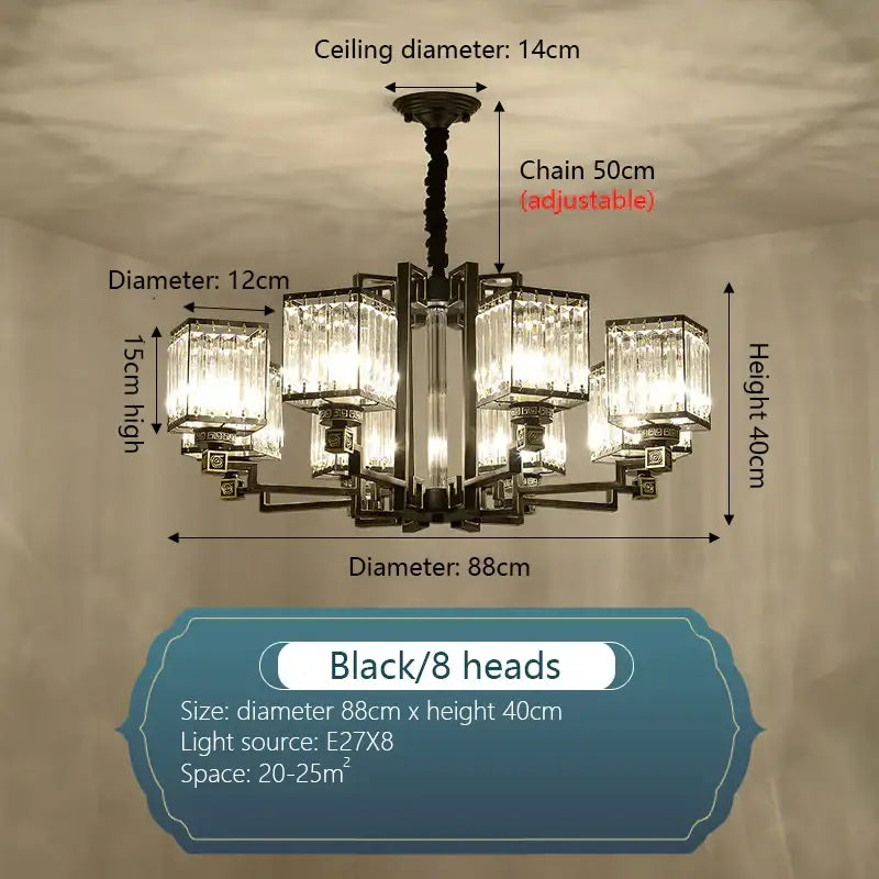 Bronze Crystal Chandelier 15-Head 110cm