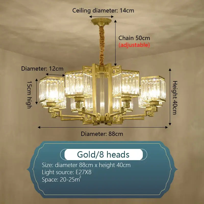 Bronze Crystal Chandelier 15-Head 110cm