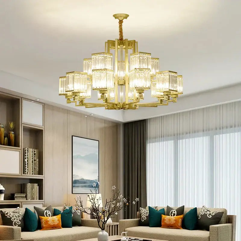 Bronze Crystal Chandelier 15-Head 110cm