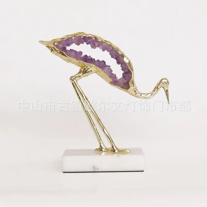 Teal Gold Crane 31cm Resin Sculpture