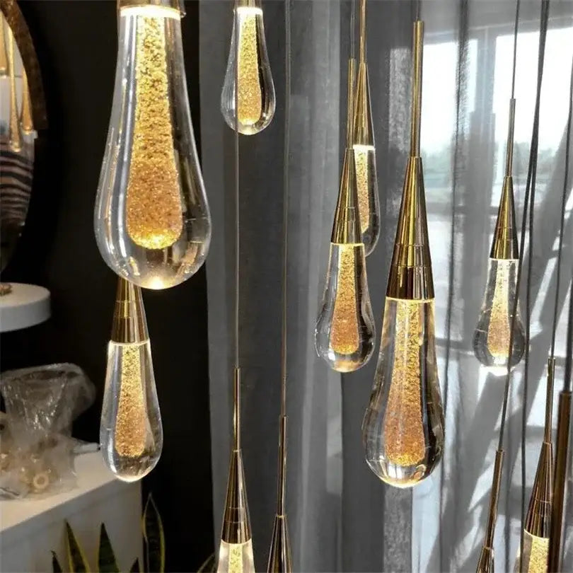 Gold Crystal Drop Chandelier Bronze Option