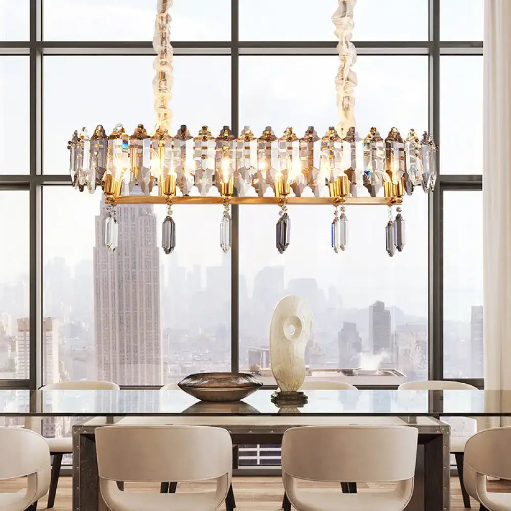Crystal Island Chandelier Oval Adjustable Height