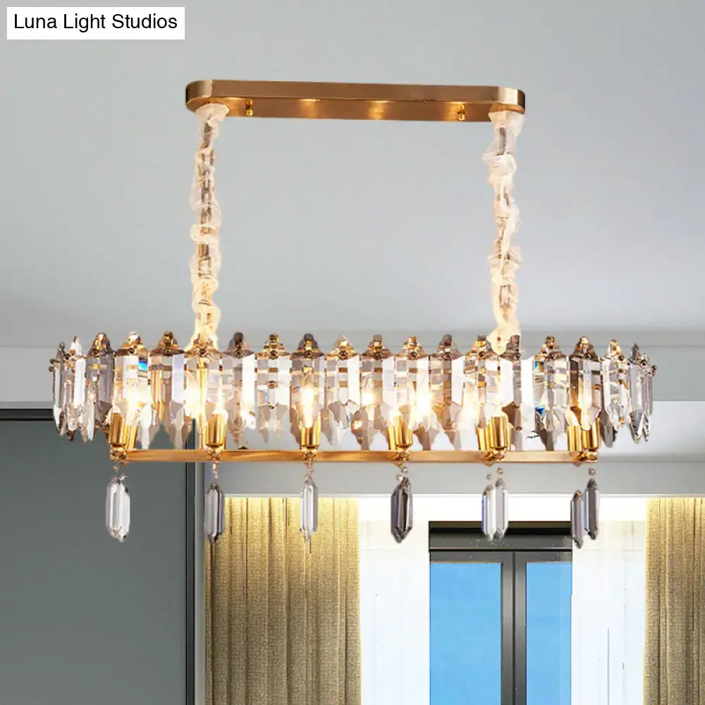 Crystal Island Chandelier Oval Adjustable Height