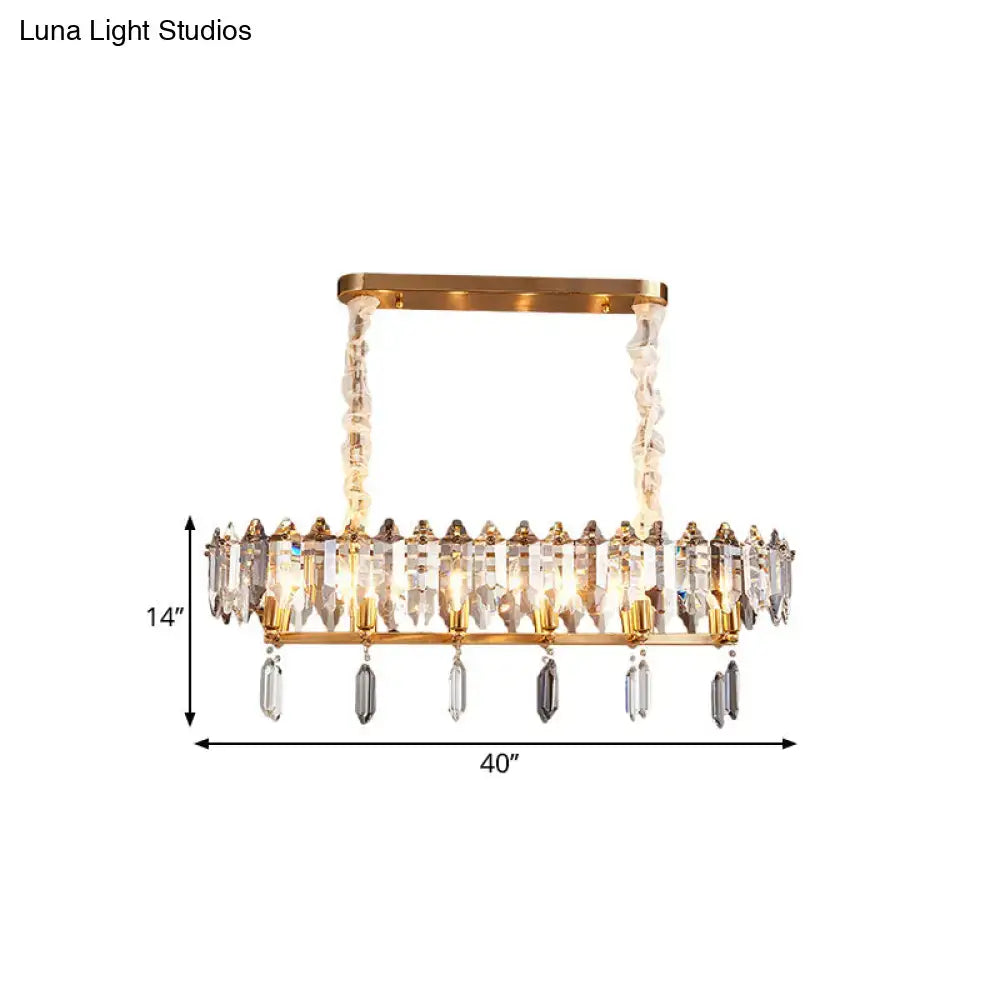 Crystal Island Chandelier Oval Adjustable Height
