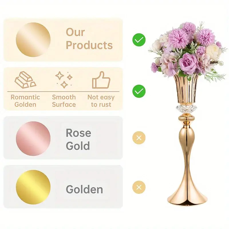 Gold Crystal Flower Stand Set