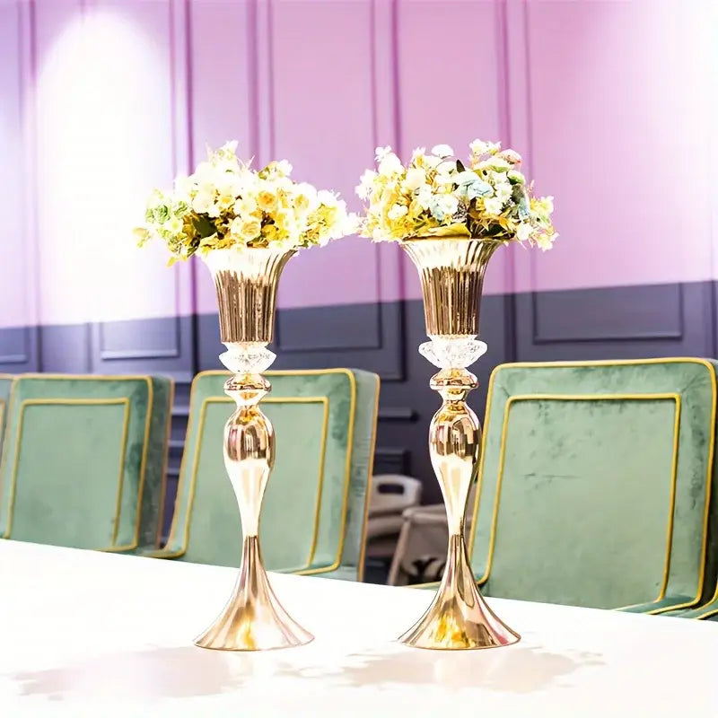 Gold Crystal Flower Stand Set
