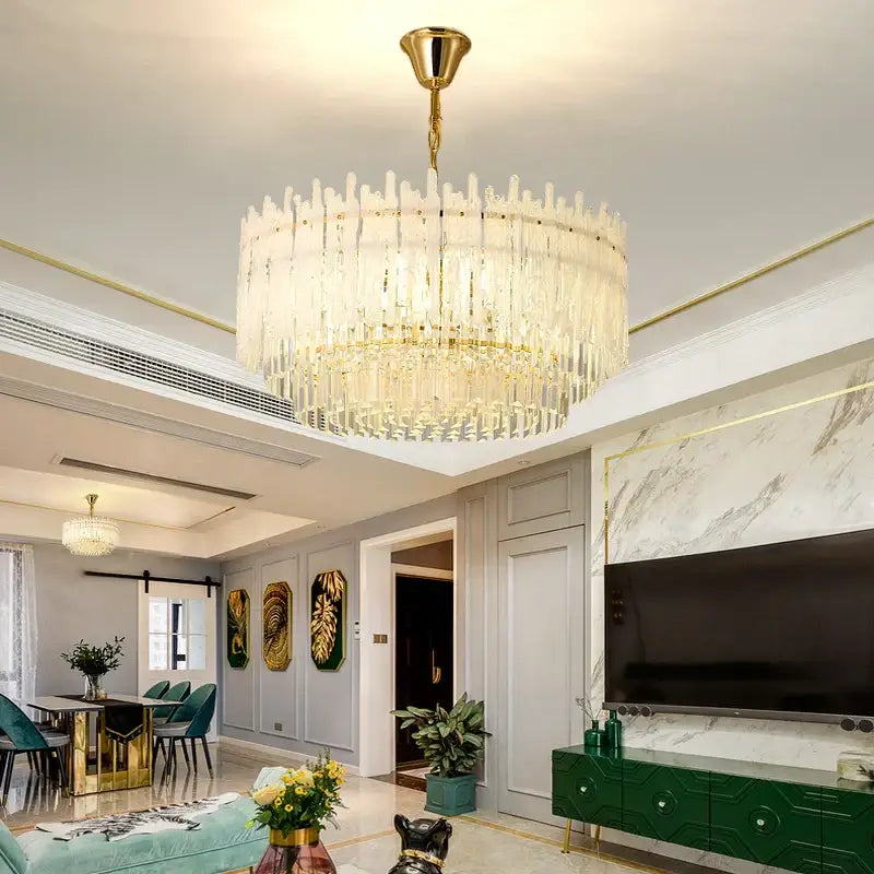 Gold Crystal Glaze Chandelier