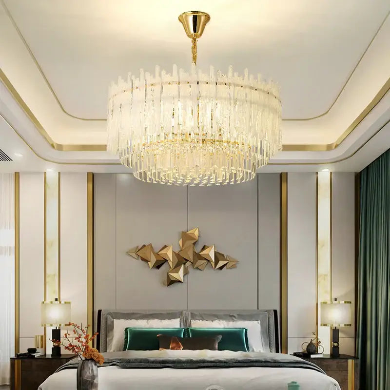 Gold Crystal Glaze Chandelier