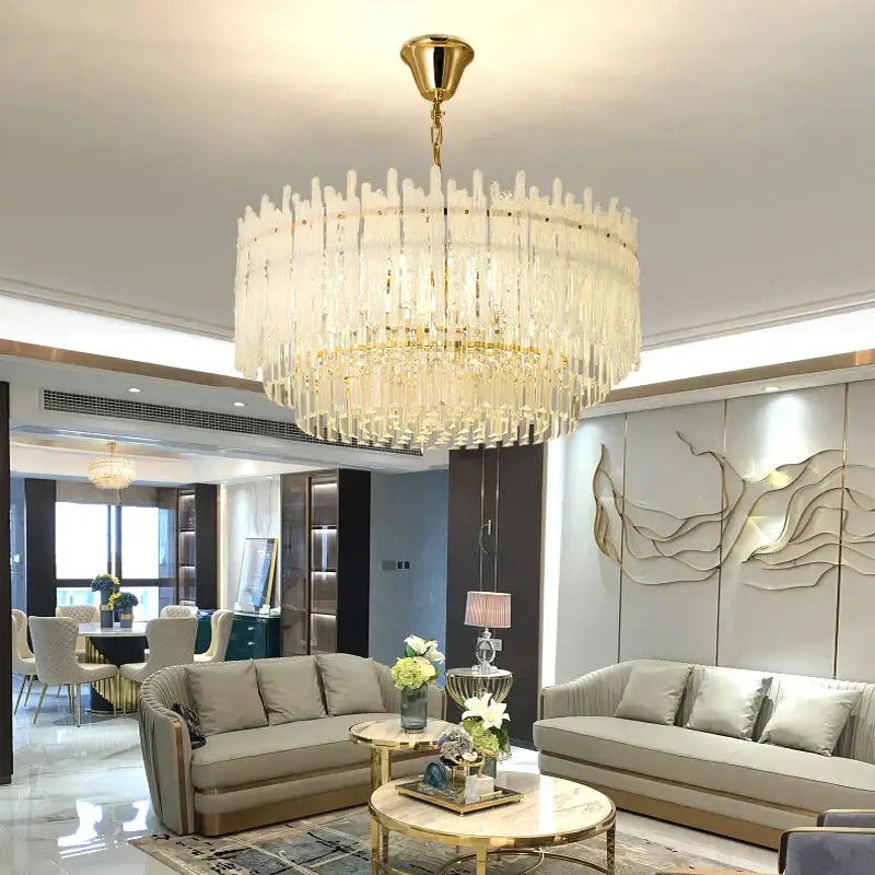 Gold Crystal Glaze Chandelier
