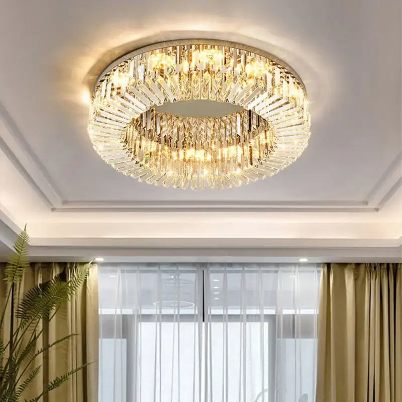 Chrome Crystal Ceiling Light For Living Areas