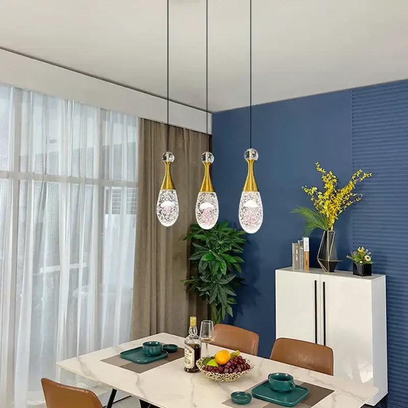 Gold Crystal Dining Area Pendant Light