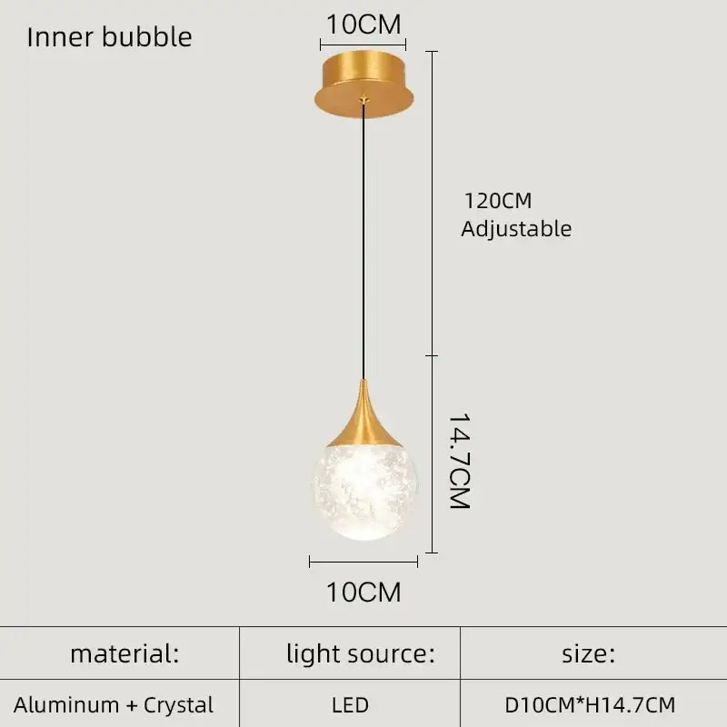 Gold Crystal Kitchen Pendant Light