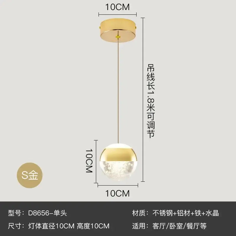 Gold Crystal Kitchen Pendant Light