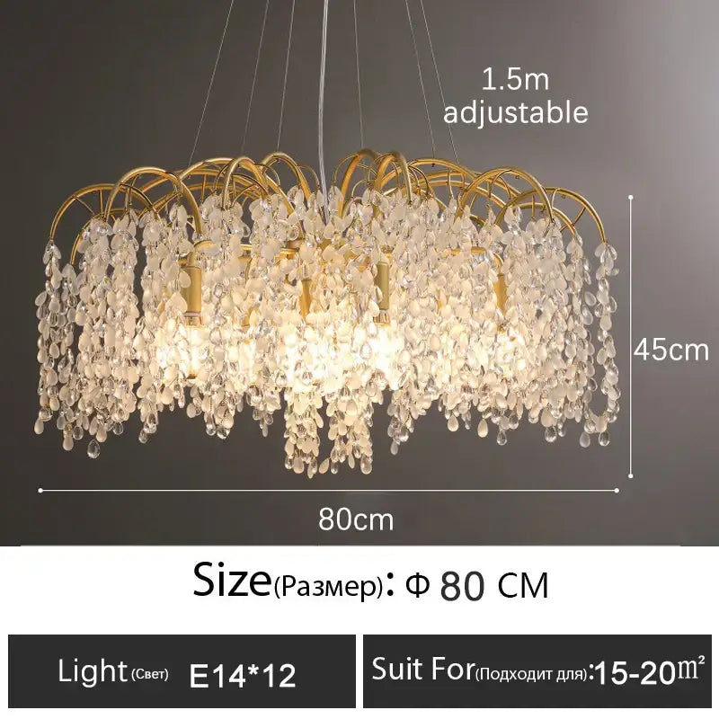 Gold Crystal LED Chandelier Linear 150cm
