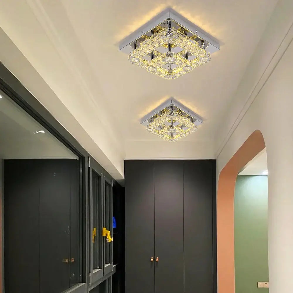 Chrome Square Crystal Chandelier
