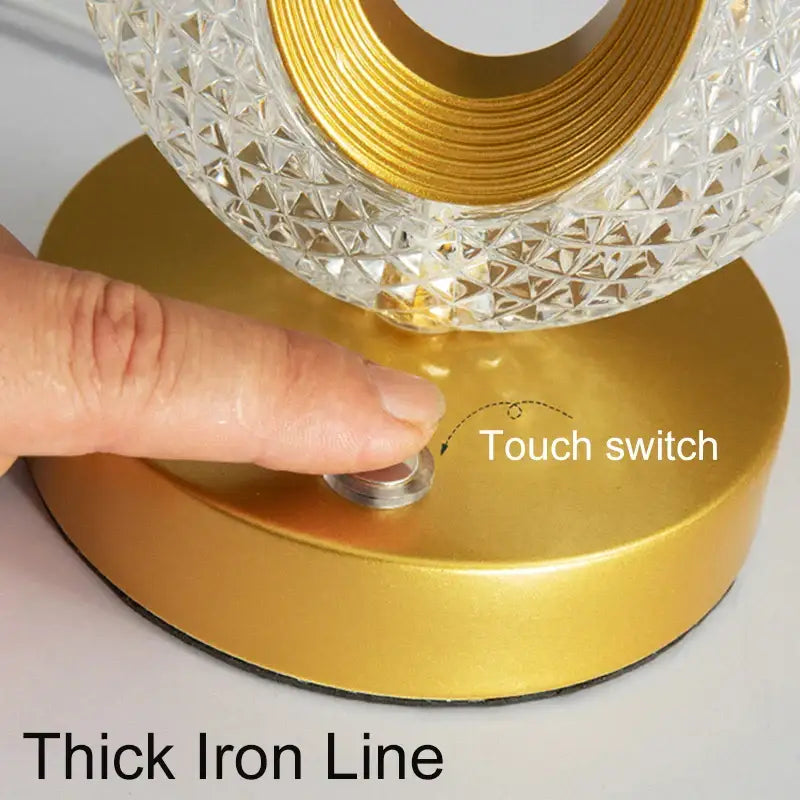 Gold Oval Crystal Table Lamp
