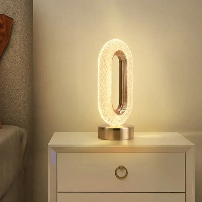Gold Oval Crystal Table Lamp