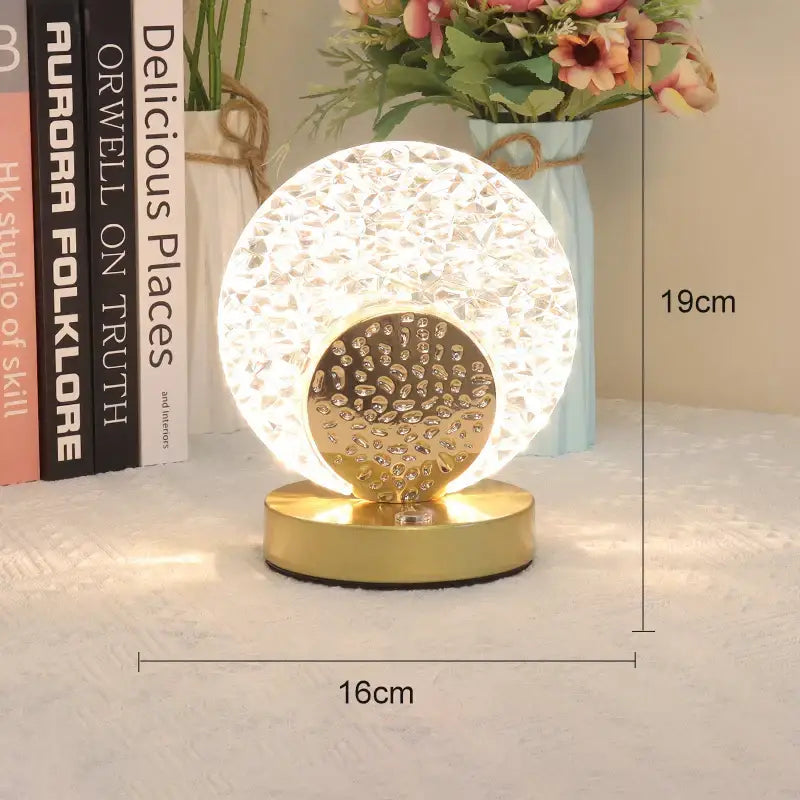 Gold Oval Crystal Table Lamp