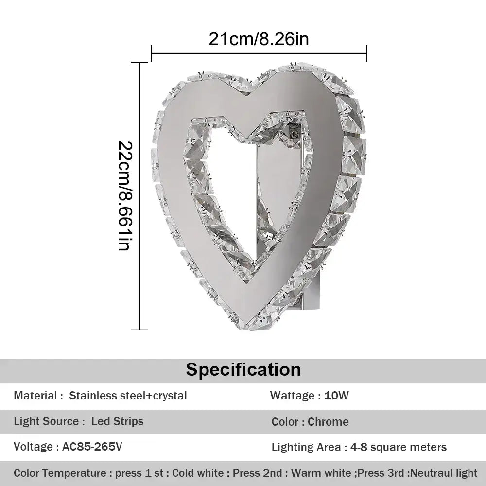 Crystal Heart Wall Sconce