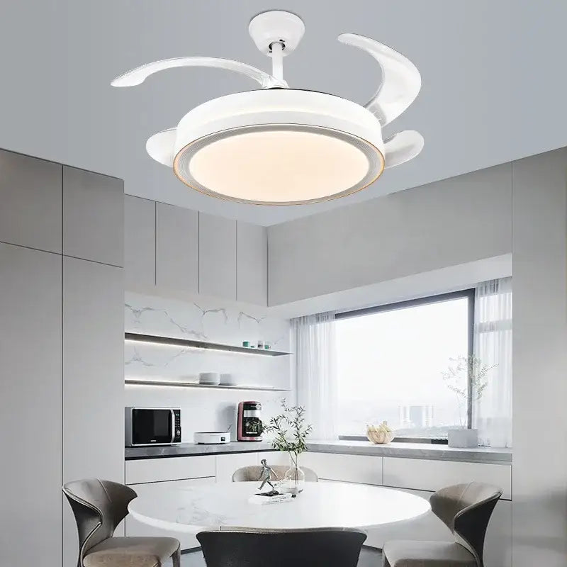 White Crystal Ceiling Fan Modern Vintage Style