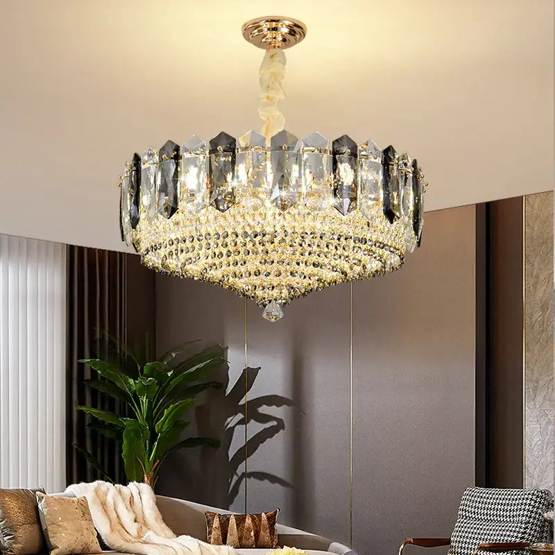 Gold Crystal Chandelier Light Tiered Design