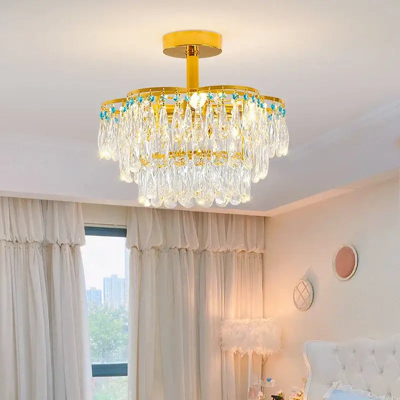 Turquoise Crystal Dining Chandelier