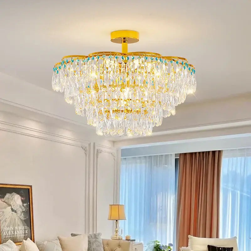 Turquoise Crystal Dining Chandelier
