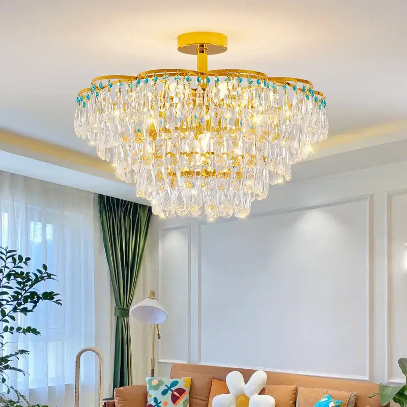 Turquoise Crystal Dining Chandelier