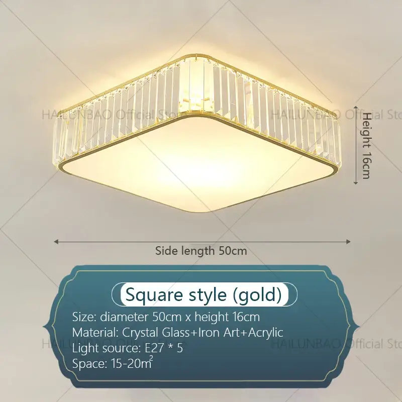 Gold Crystal Ceiling Light Square Design