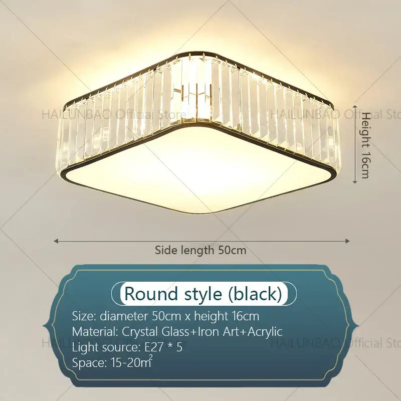 Gold Crystal Ceiling Light Square Design