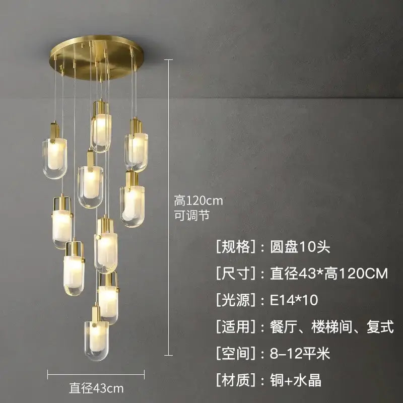 Gold Crystal Loft Chandelier 23-Head Design