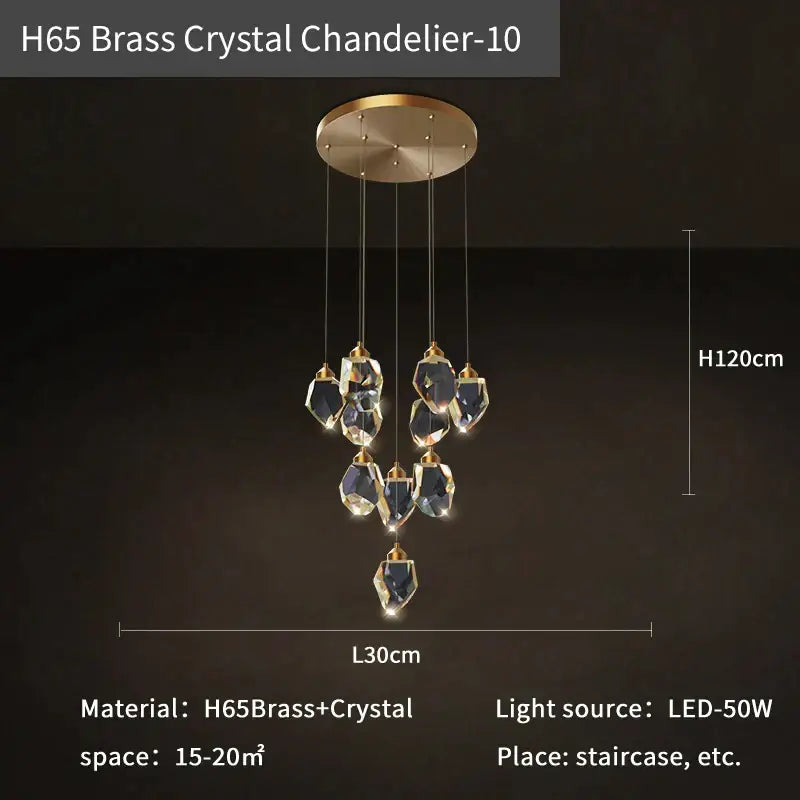 Copper Crystal Loft Chandelier