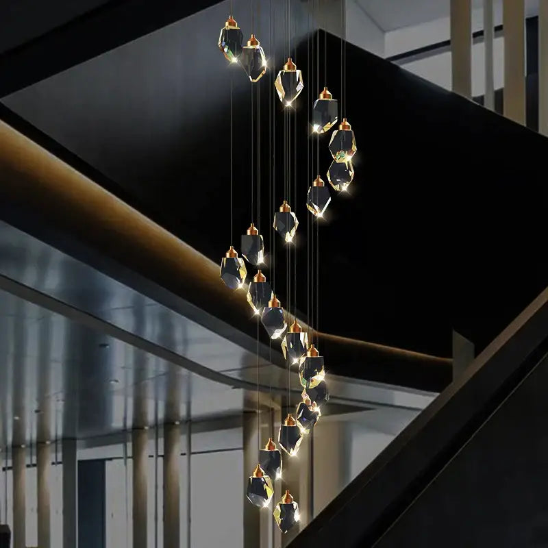 Copper Crystal Loft Chandelier
