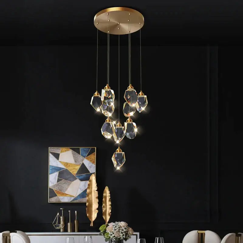 Copper Crystal Loft Chandelier