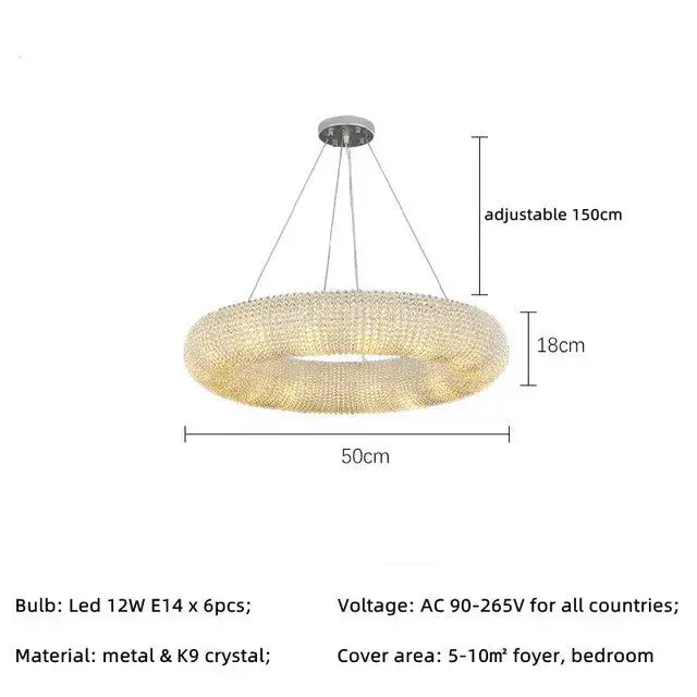 Silver Crystal Loft Chandelier