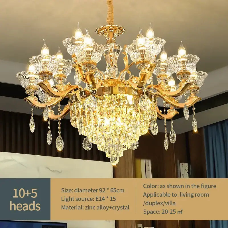 Gold Crystal Pendant Lamp European Flair