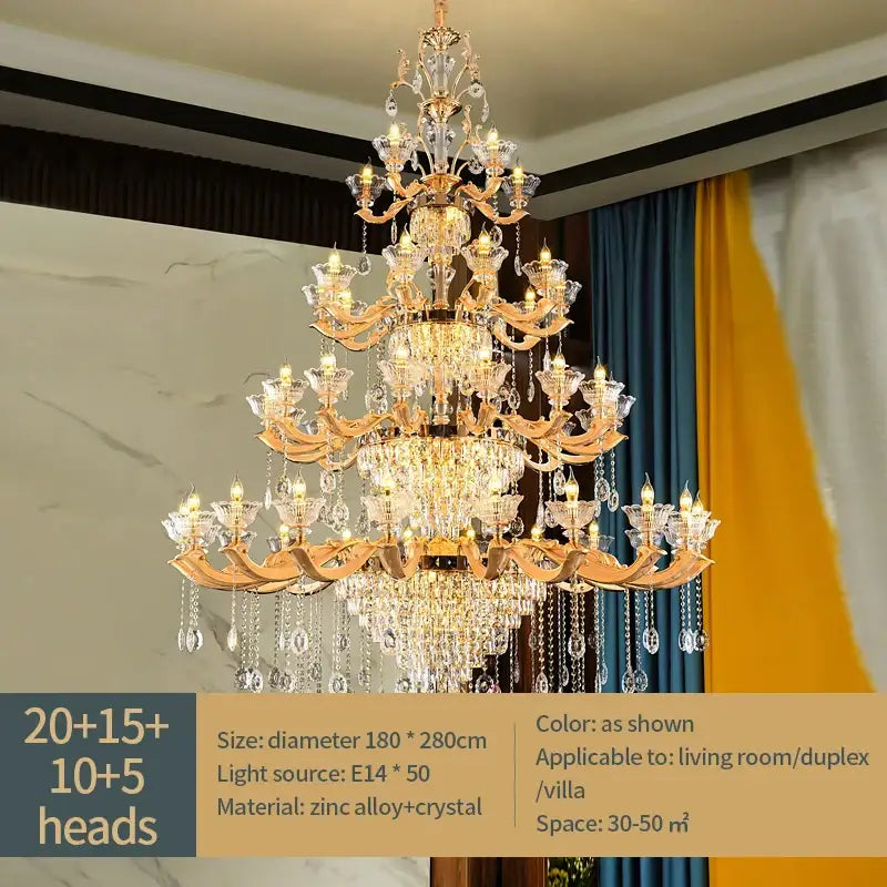 Gold Crystal Pendant Lamp European Flair