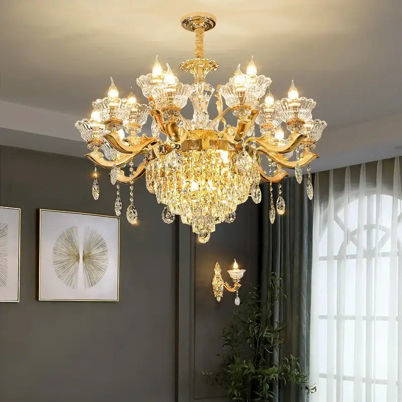 Gold Crystal Pendant Lamp European Flair