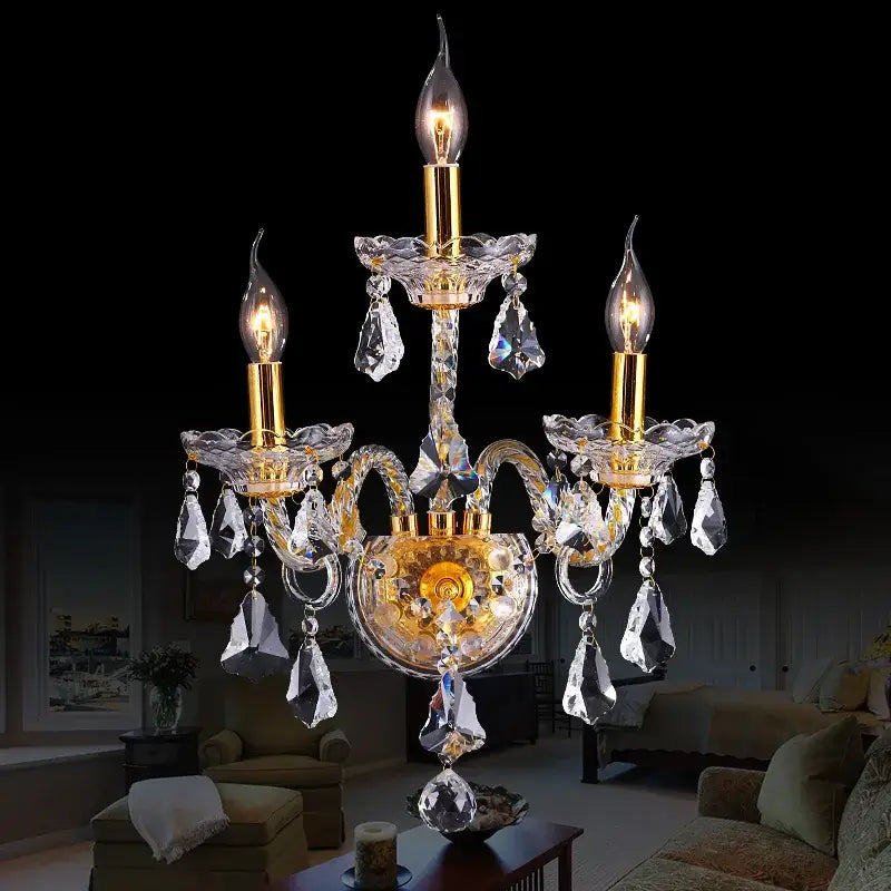 Cognac Gold Crystal Wall Lamp