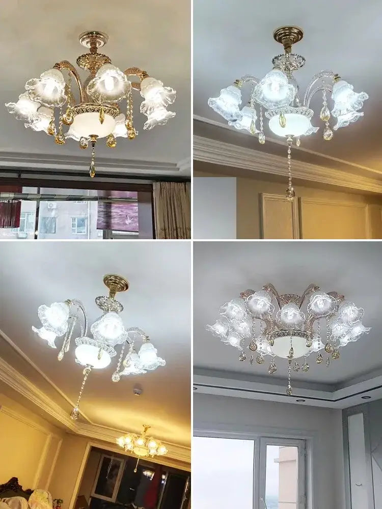 Gold Crystal Living Chandelier Nordic Design