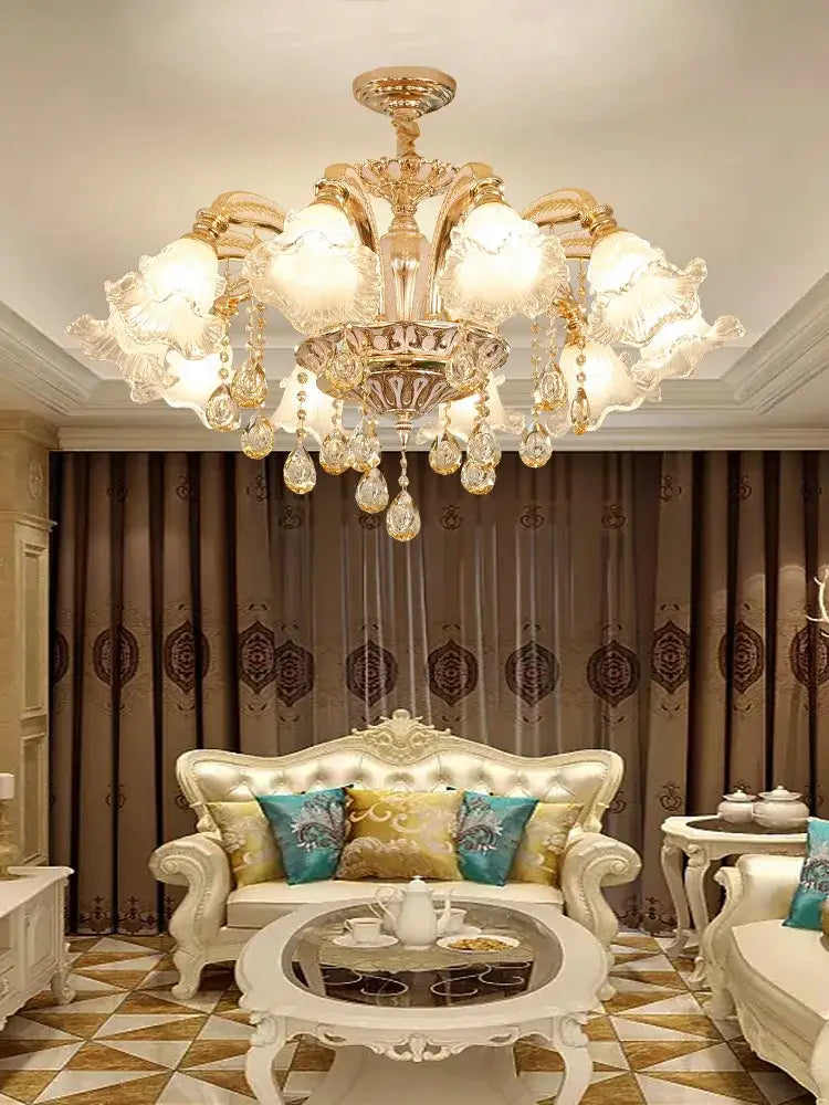 Gold Crystal Living Chandelier Nordic Design