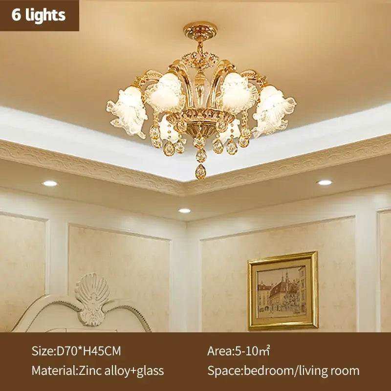 Gold Crystal Living Chandelier Nordic Design